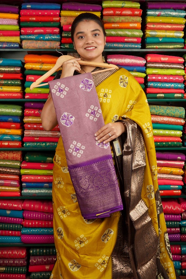 Soft Silk Kanchi Border Mouve And Purple Saree