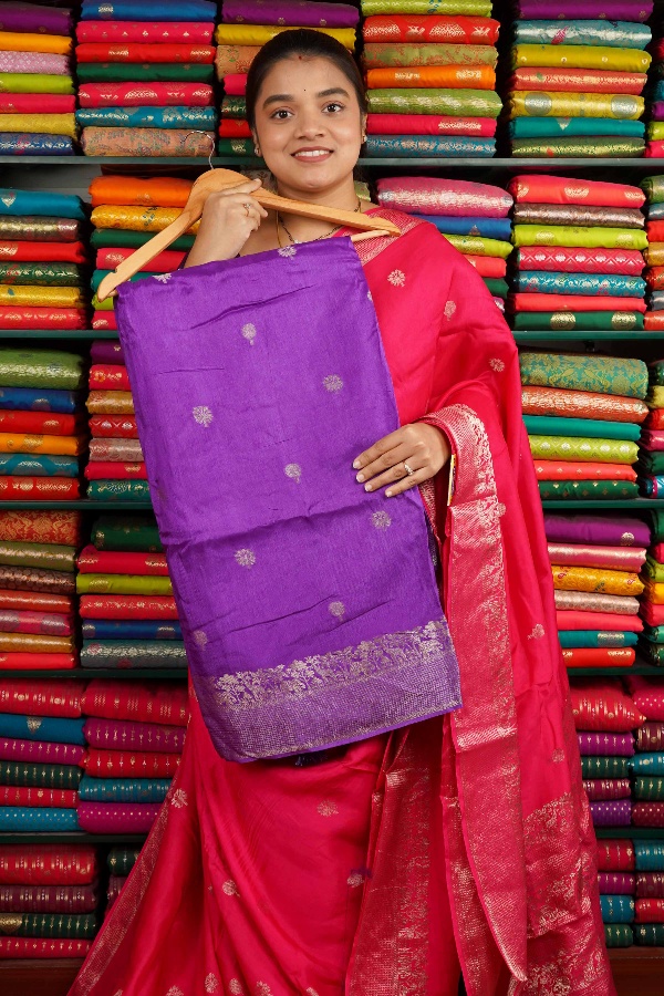 Mashru Silk Flower Butti Lavendar And Purple Saree