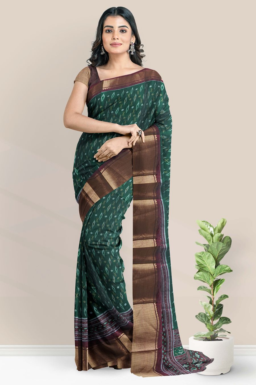 Fancy Patola Silk Patola Print Dark Green With Wine Saree