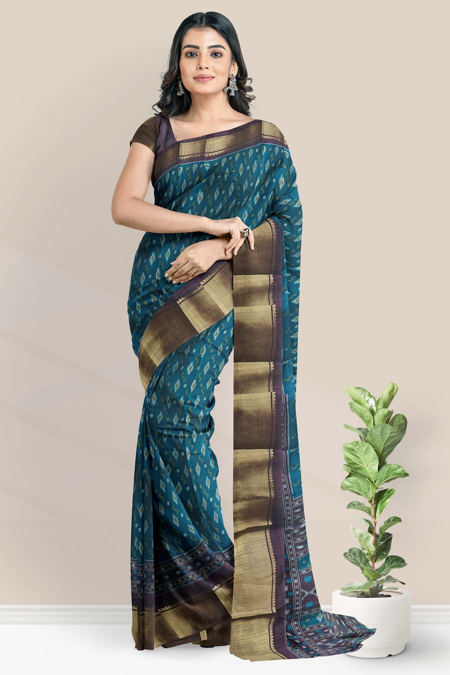Fancy Patola Silk Patola Print Dark Rama Green With Dark Purple Saree
