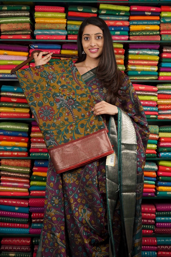 Semi Dola Silk Floral Digital Print Msuturd Yellow And Red Saree