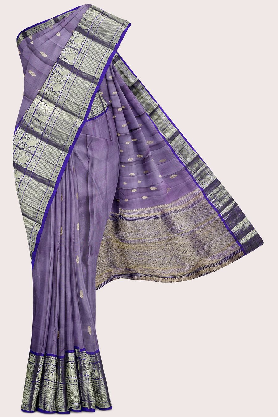 Light Weight Kanchi Pattu Dark Lavender With Purple Saree