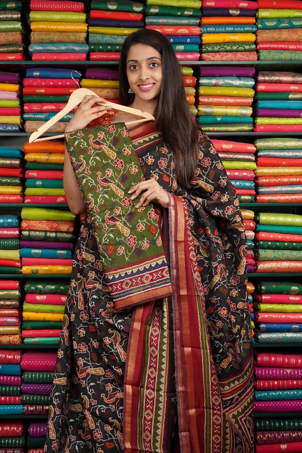 Semi Soft Mangalagiri Silk Printed Green And Maroon Saree