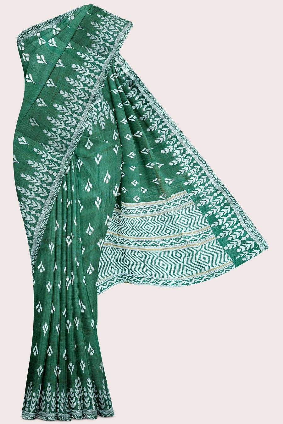 Fancy Silk Silver Zari Weaving And Butti Dark Green Saree