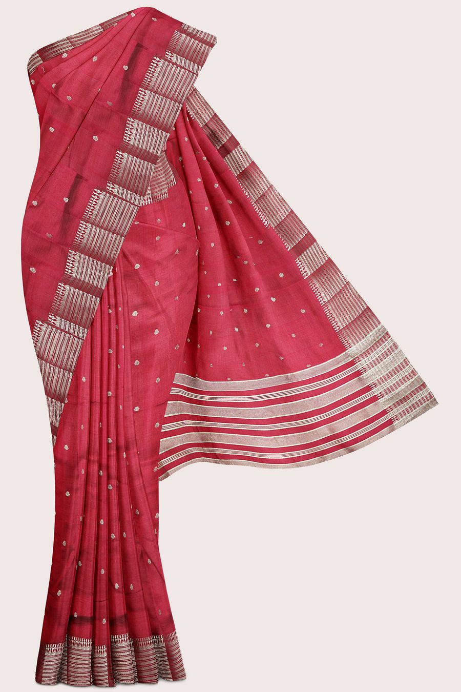 Fancy Semi Tussar Silk Brocade Border And Butti Maroon Saree