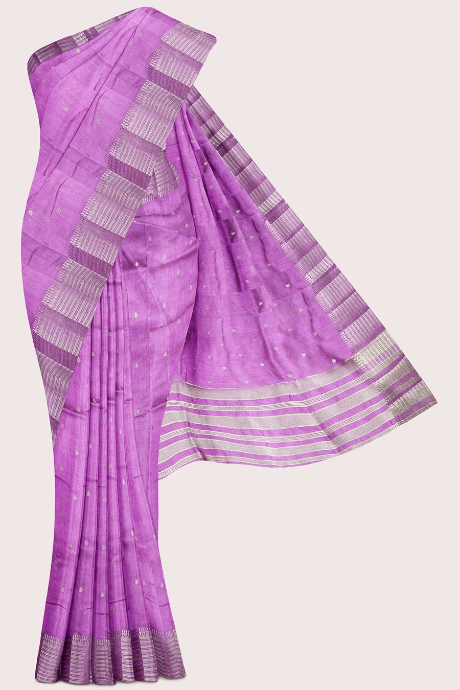 Fancy Semi Tussar Silk Brocade Border And Butti Dark Lavender Saree