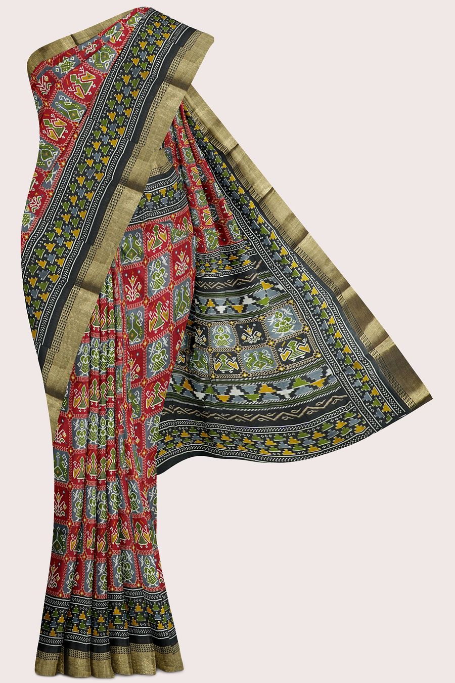 Soft Ikkath Silk Ikkath Design Maroon With Black Saree